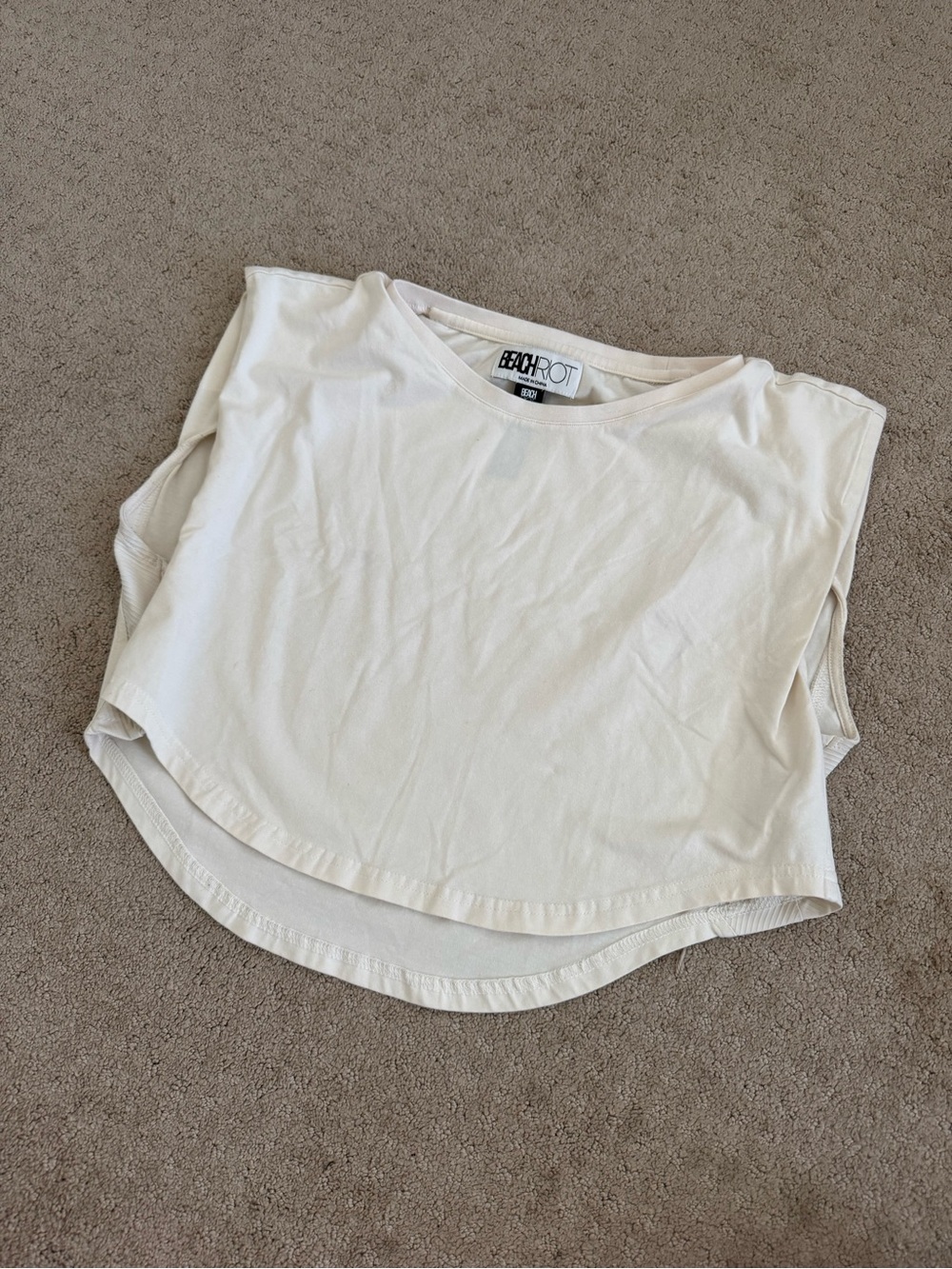 Beach Riot Cream Cropped Tank Top
